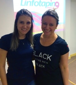 Dra. Carolina com a Dra. Mirella Dias - Criadora do método Linfotaping em curso (2015). Dra. Carolina com a Dra. Mirella Dias - Criadora do método Linfotaping em curso (2015).